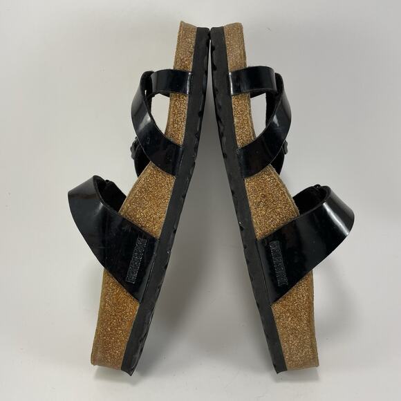 Birkenstock Mayari Sandals Womens Size 37 US 6-6.5 Black Patent Leather Toe Loop - Picture 7 of 9